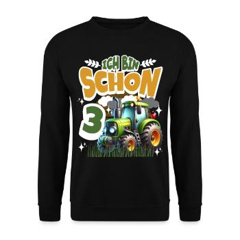 Traktor 3. Geburtstag Kindergeburtstag - Unisex Pullover - Schwarz - Vorne - Alina (178cm) & Michal (187cm)