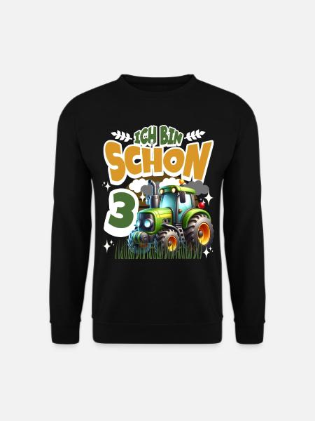 Traktor 3. Geburtstag Kindergeburtstag - Unisex Pullover - Schwarz