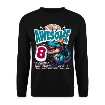 T Rex Dinosaure 8e anniversaire Enfants Anniversaire - Sweat-shirt Unisexe - noir - Devant - Alina (178cm) & Michal (187cm)