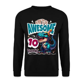 T Rex Dinosaure 10e anniversaire Enfants Anniversaire - Sweat-shirt Unisexe - noir - Devant - Alina (178cm) & Michal (187cm)