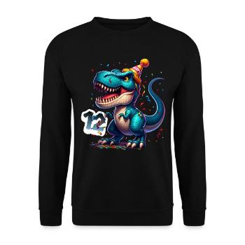 T Rex Dinosaure 12e anniversaire Enfants Anniversaire - Sweat-shirt Unisexe - noir - Devant - Alina (178cm) & Michal (187cm)