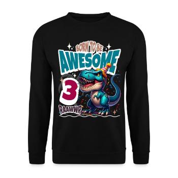 T Rex Dinosaure 3ème Anniversaire Enfants Anniversaire - Sweat-shirt Unisexe - noir - Devant - Alina (178cm) & Michal (187cm)