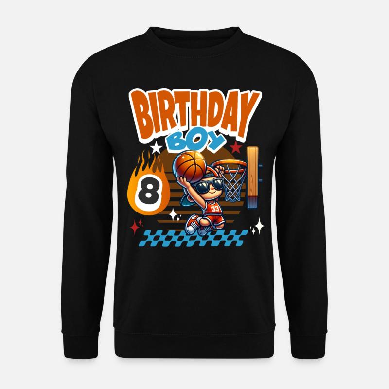 Basketball 8. Geburtstag Kindergeburtstag - Unisex Pullover - Schwarz
