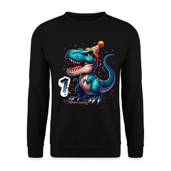 T Rex Dinosaure 1er Anniversaire Enfants Anniversaire - Sweat-shirt Unisexe - noir - Devant - Alina (178cm) & Michal (187cm)