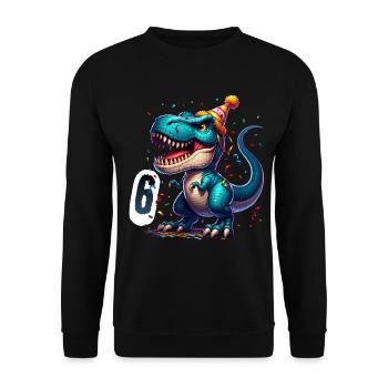 T Rex Dinosaure 6ème Anniversaire Enfants Anniversaire - Sweat-shirt Unisexe - noir - Devant - Alina (178cm) & Michal (187cm)