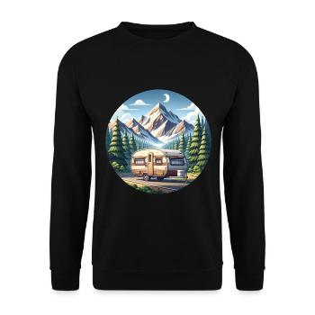 Camping Camper Caravan - Unisex Sweatshirt - black - Front - Alina (178cm) & Michal (187cm)