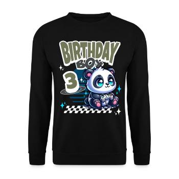 3ème anniversaire Enfants Anniversaire Gaming Panda - Sweat-shirt Unisexe - noir - Devant - Alina (178cm) & Michal (187cm)