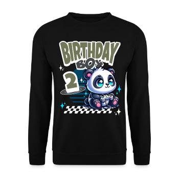 2ème anniversaire Enfants Anniversaire Gaming Panda - Sweat-shirt Unisexe - noir - Devant - Alina (178cm) & Michal (187cm)
