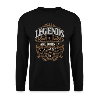 2001 Août Né Anniversaire Année de naissance - Sweat-shirt Unisexe - noir - Devant - Alina (178cm) & Michal (187cm)
