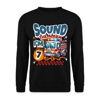 7e anniversaire des pompiers - Sweat-shirt Unisexe - noir - Devant - Alina (178cm) & Michal (187cm)