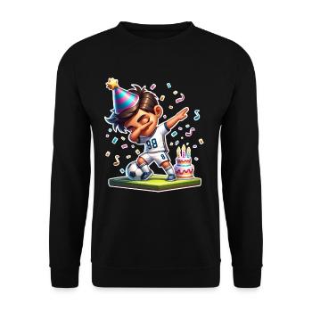 Fußball Geburtstag Kinder - Unisex Pullover - Schwarz - Vorne - Alina (178cm) & Michal (187cm)
