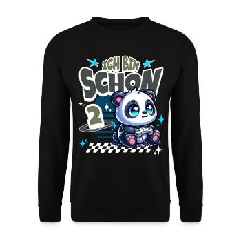 2. Geburtstag Kindergeburtstag Gaming Panda - Unisex Pullover - Schwarz - Vorne - Alina (178cm) & Michal (187cm)