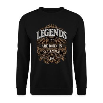 1950 Septembre Naissance Anniversaire Année de naissance - Sweat-shirt Unisexe - noir - Devant - Alina (178cm) & Michal (187cm)