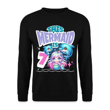Sirène 7e anniversaire Fille Enfants - Sweat-shirt Unisexe - noir - Devant - Alina (178cm) & Michal (187cm)