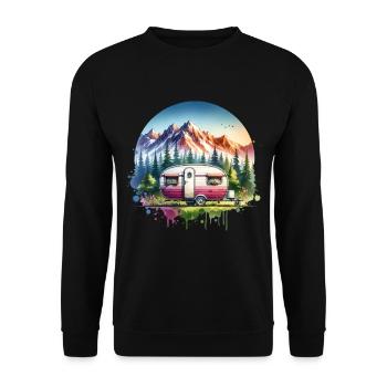 Camping Camper Caravan - Unisex Sweatshirt - black - Front - Alina (178cm) & Michal (187cm)
