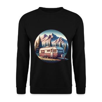 Camping Camper Caravan - Unisex Sweatshirt - black - Front - Alina (178cm) & Michal (187cm)