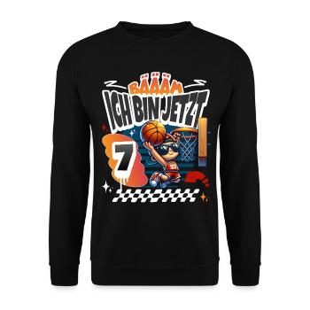 Basketball Bääm Ich Bin Jetzt 7. Geburtstag - Unisex Pullover - Schwarz - Vorne - Alina (178cm) & Michal (187cm)