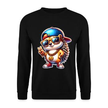 Igel Cool Goldkette - Unisex Pullover - Schwarz - Vorne - Alina (178cm) & Michal (187cm)