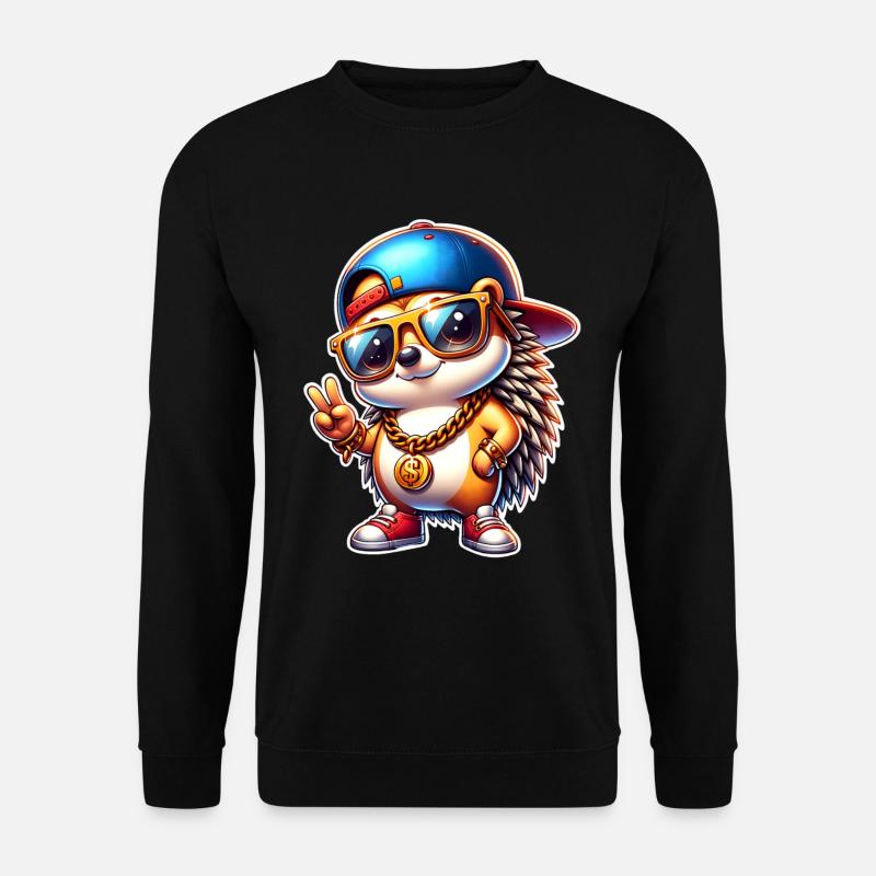 Hedgehog Cool Gold Chain - Unisex Sweatshirt - black