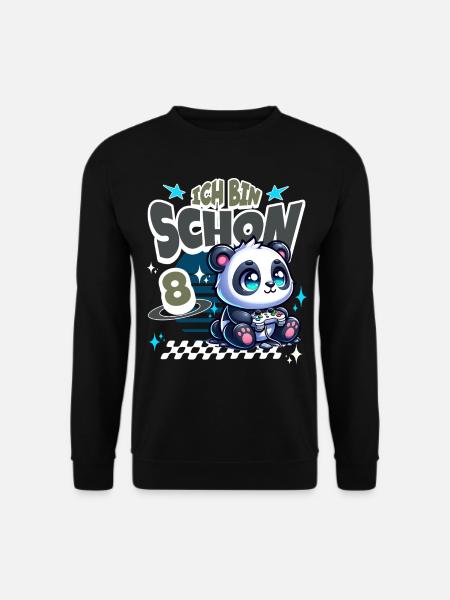 8. Geburtstag Kindergeburtstag Gaming Panda - Unisex Pullover - Schwarz