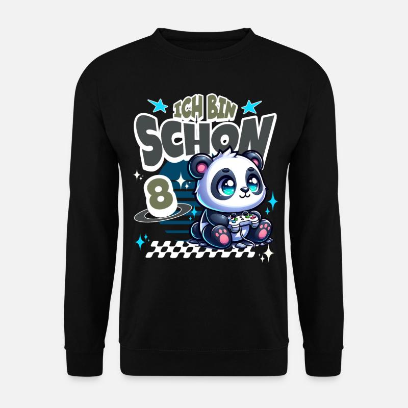 8. Geburtstag Kindergeburtstag Gaming Panda - Unisex Pullover - Schwarz