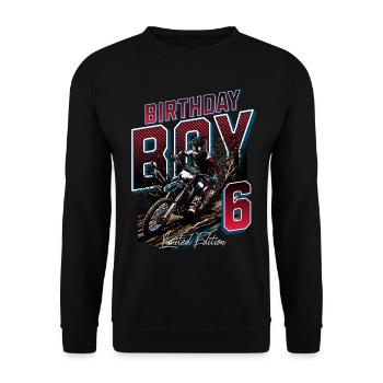 Motocross 6th Birthday - Unisex Sweatshirt - black - Front - Alina (178cm) & Michal (187cm)
