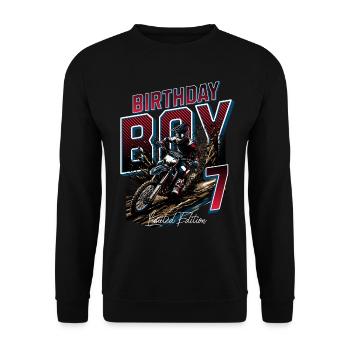 Motocross 7th Birthday - Unisex Sweatshirt - black - Front - Alina (178cm) & Michal (187cm)