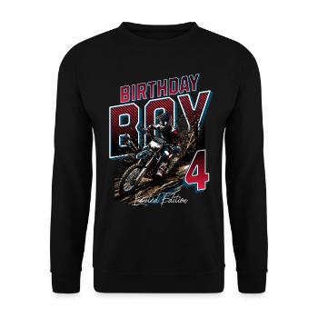 Motocross 4th Birthday - Unisex Sweatshirt - black - Front - Alina (178cm) & Michal (187cm)