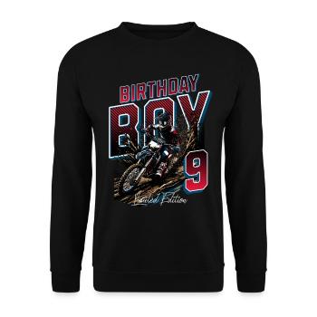 Motocross 9th Birthday - Unisex Sweatshirt - black - Front - Alina (178cm) & Michal (187cm)