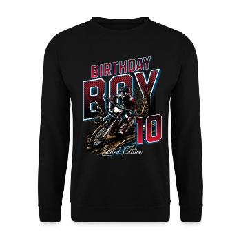 Motocross 10th Birthday - Unisex Sweatshirt - black - Front - Alina (178cm) & Michal (187cm)