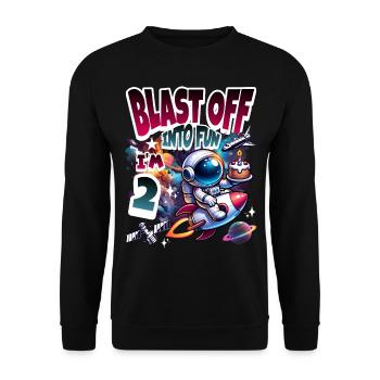 Astronaut 2nd Birthday Space - Unisex Sweatshirt - black - Front - Alina (178cm) & Michal (187cm)