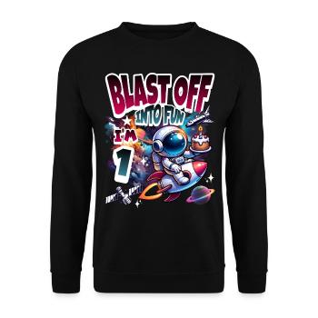 Astronaute 1er anniversaire Espace - Sweat-shirt Unisexe - noir - Devant - Alina (178cm) & Michal (187cm)