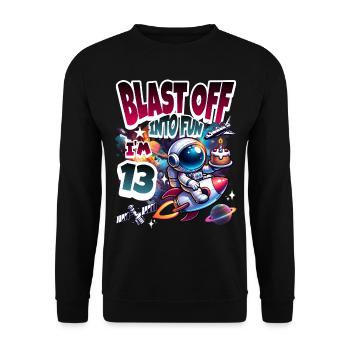 Astronaut 13th Birthday Space - Unisex Sweatshirt - black - Front - Alina (178cm) & Michal (187cm)