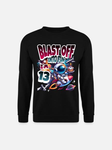 Astronaut 13th Birthday Space - Unisex Sweatshirt - black