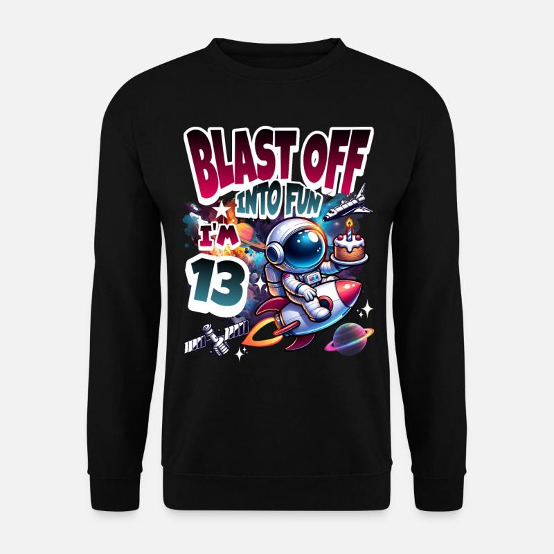 Astronaut 13th Birthday Space - Unisex Sweatshirt - black
