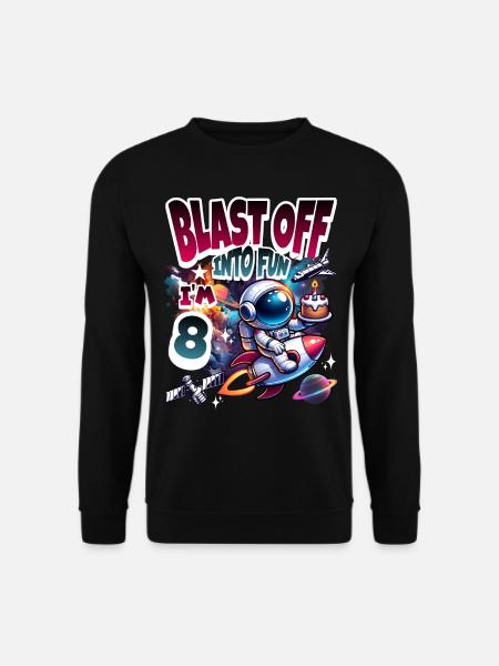 Astronaut 8th Birthday Space - Unisex Sweatshirt - black