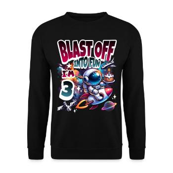 Astronaute 3ème Anniversaire Espace - Sweat-shirt Unisexe - noir - Devant - Alina (178cm) & Michal (187cm)