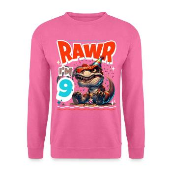 9ème anniversaire Rawr T Rex Dinosaure - Sweat-shirt Unisexe - rose - Devant
