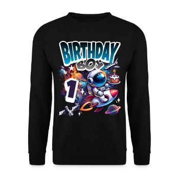Astronaute 1er anniversaire Espace - Sweat-shirt Unisexe - noir - Devant - Alina (178cm) & Michal (187cm)