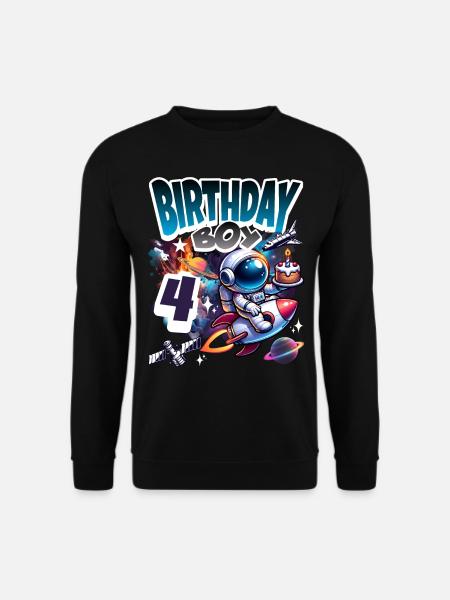 Astronaut 4th Birthday Space - Unisex Sweatshirt - black