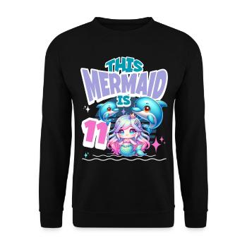 Mermaid 11th Birthday Girl Kids - Unisex Sweatshirt - black - Front - Alina (178cm) & Michal (187cm)