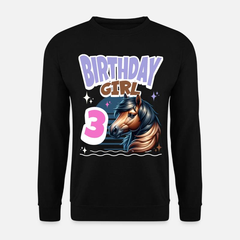 Pferd 3. Geburtstag Mädchen Kinder - Unisex Pullover - Schwarz