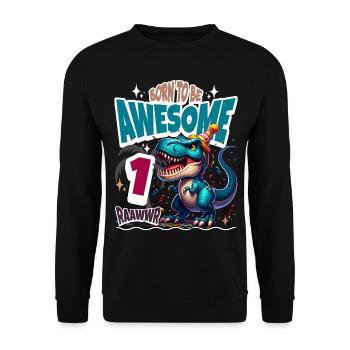 T Rex Dinosaure 1er Anniversaire Enfants Anniversaire - Sweat-shirt Unisexe - noir - Devant - Alina (178cm) & Michal (187cm)