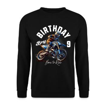 Motocross 9th Birthday - Unisex Sweatshirt - black - Front - Alina (178cm) & Michal (187cm)