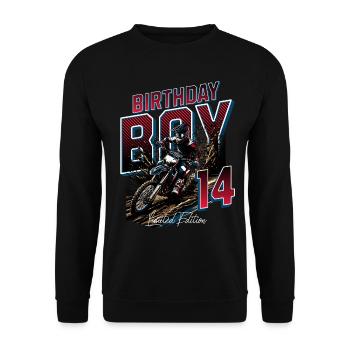 Motocross 14th Birthday - Unisex Sweatshirt - black - Front - Alina (178cm) & Michal (187cm)