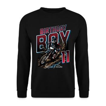 Motocross 11th Birthday - Unisex Sweatshirt - black - Front - Alina (178cm) & Michal (187cm)