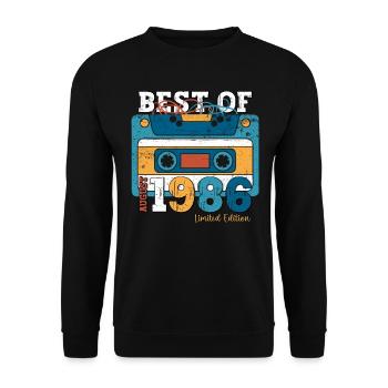 38e anniversaire Original août 1986 Cassette 1986 - Sweat-shirt Unisexe - noir - Devant - Alina (178cm) & Michal (187cm)