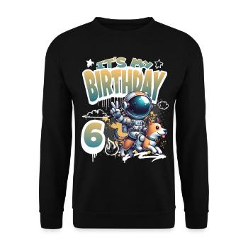 Astronaute 6e anniversaire Chien de l'espace drôle - Sweat-shirt Unisexe - noir - Devant - Alina (178cm) & Michal (187cm)