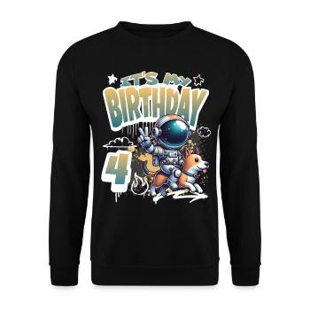 Astronaute 4e anniversaire Chien de l'espace drôle - Sweat-shirt Unisexe - noir - Devant - Alina (178cm) & Michal (187cm)