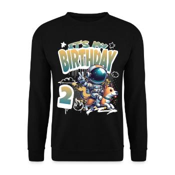 Astronaute 2e anniversaire Chien de l'espace drôle - Sweat-shirt Unisexe - noir - Devant - Alina (178cm) & Michal (187cm)
